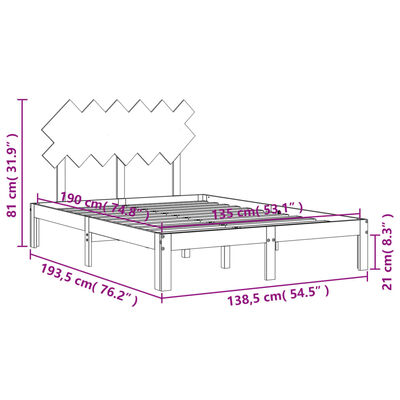 vidaXL Estructura cama de matrimonio con cabecero madera maciza negro