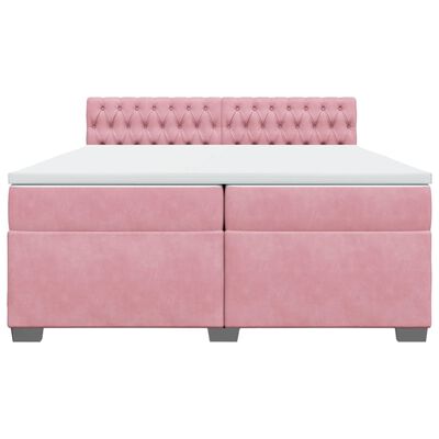 vidaXL Cama box spring con colchón terciopelo rosa 200x200 cm