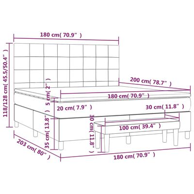 vidaXL Cama box spring con colchón terciopelo gris oscuro 180x200 cm