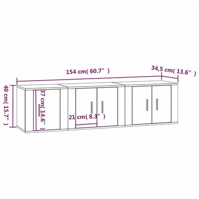 vidaXL Set de muebles de TV 3 pzas madera contrachapada blanco brillo