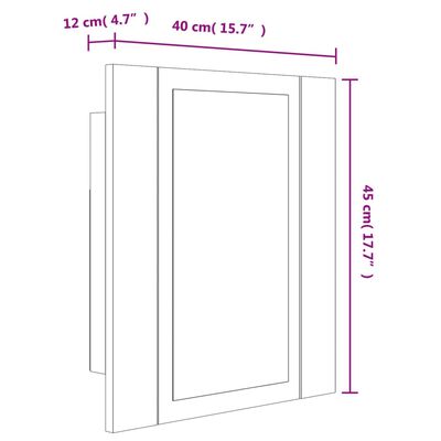 vidaXL Armario de baño con espejo LED madera roble ahumado 40x12x45 cm