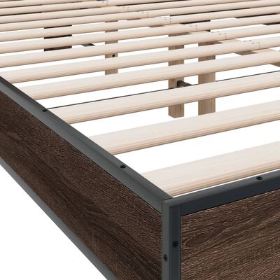 vidaXL Estructura cama madera ingeniería metal marrón roble 140x200 cm