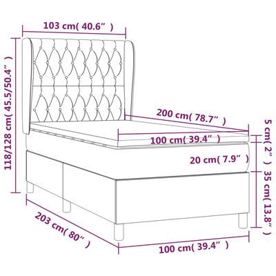 vidaXL Cama box spring con colchón terciopelo rosa 100x200 cm
