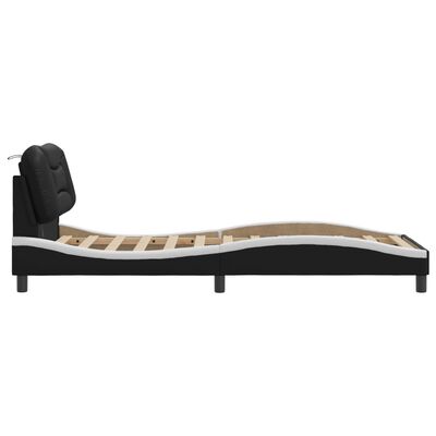 vidaXL Estructura cama con LED cuero sintético negro blanco 90x190 cm