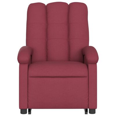 vidaXL Sillón reclinable de masaje elevable tela rojo tinto