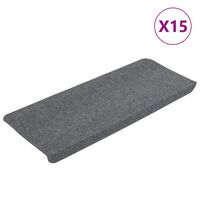 vidaXL Alfombrilla autoadhesiva de escalera 15 uds gris 65x24,5x3,5 cm