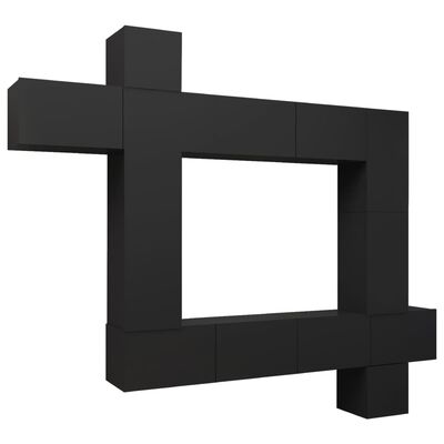 vidaXL Set de muebles de salón TV 8 piezas madera ingeniería negro