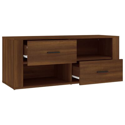 vidaXL Mueble TV madera contrachapada color marrón roble 100x35x40 cm