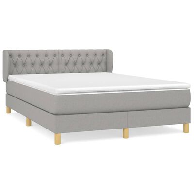 vidaXL Cama box spring con colchón tela gris claro 140x190 cm