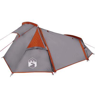 vidaXL Tienda de campaña túnel 2 personas impermeable gris y naranja