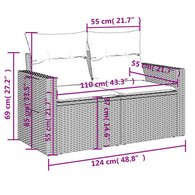 vidaXL Set comedor de jardín 5 piezas y cojines ratán sintético marrón