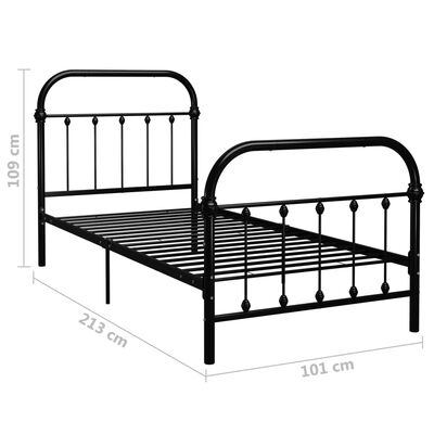 vidaXL Estructura de cama sin colchón metal negro 90x200 cm