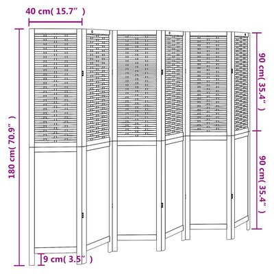 vidaXL Biombo separador de 6 paneles madera maciza Paulownia blanco