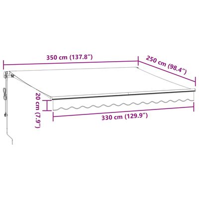 vidaXL Toldo retráctil automático con luces LED burdeos 350x250 cm