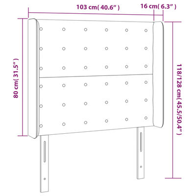 vidaXL Cabecero con orejas de terciopelo rosa 103x16x118/128 cm