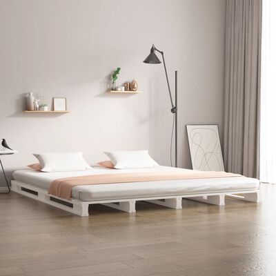 vidaXL Cama de palets de madera maciza de pino 160x200 cm