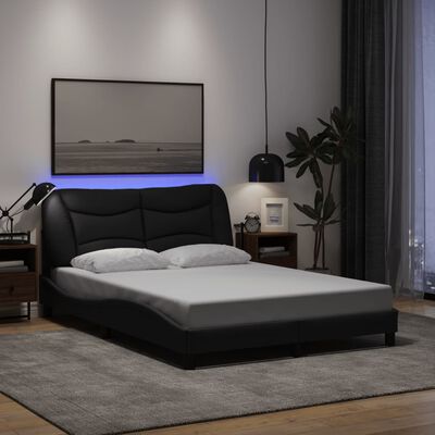 vidaXL Estructura de cama con luces LED tela negro 120x200 cm