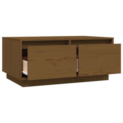 vidaXL Mesa de centro madera maciza de pino marrón miel 80x50x35 cm