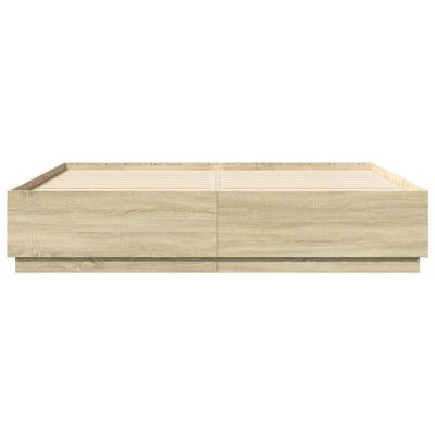 vidaXL Estructura de cama con luces LED madera roble Sonoma 200x200 cm