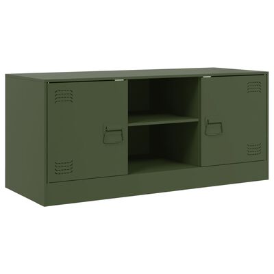 vidaXL Mueble de TV de acero verde oliva 99x39x44 cm