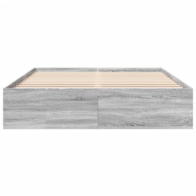 vidaXL Estructura de cama madera de ingeniería gris Sonoma 160x200 cm