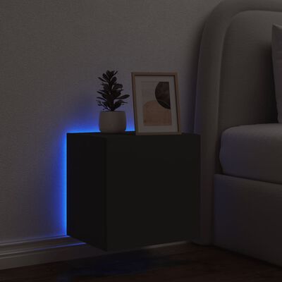 vidaXL Mueble de TV de pared con luces LED negro 40,5x35x40 cm