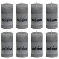 Bolsius Velas rústicas 8 unidades gris claro 100x50 mm