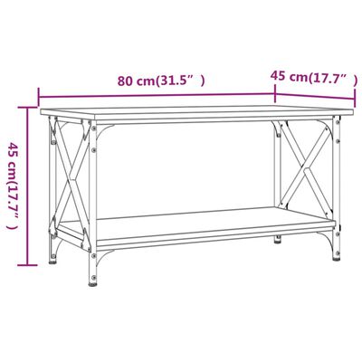 vidaXL Mesa de centro madera y hierro roble Sonoma 80x45x45 cm