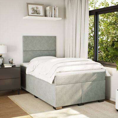 vidaXL Cama box spring con colchón terciopelo gris claro 120x190 cm