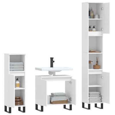 vidaXL Juego de muebles de baño 3 pzas madera contrachapada blanco