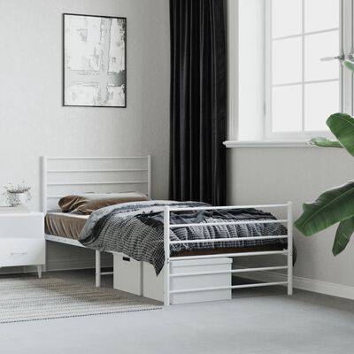 vidaXL Estructura cama sin colchón con estribo metal blanco 90x200 cm