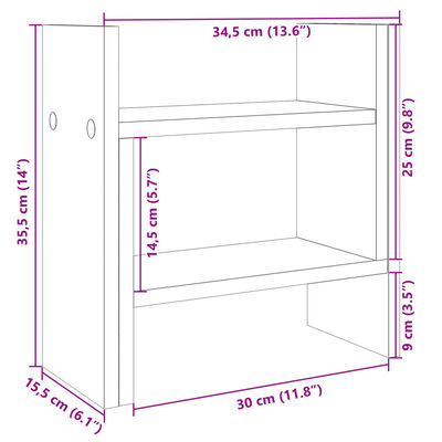 vidaXL Organizador escritorio madera ingeniería gris 34,5x15,5x35,5 cm