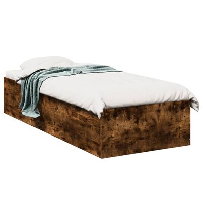 vidaXL Estructura cama sin colchón madera roble ahumado 75x190 cm