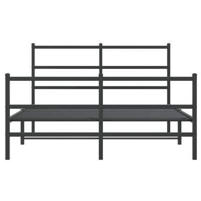 vidaXL Estructura de cama con cabecero y estribo metal negro 140x190cm