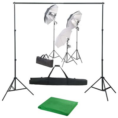 vidaXL Kit de estudio fotográfico con set de luces y fondo