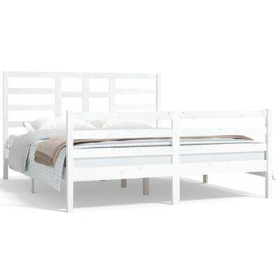 vidaXL Estructura de cama de madera maciza blanca 160x200 cm