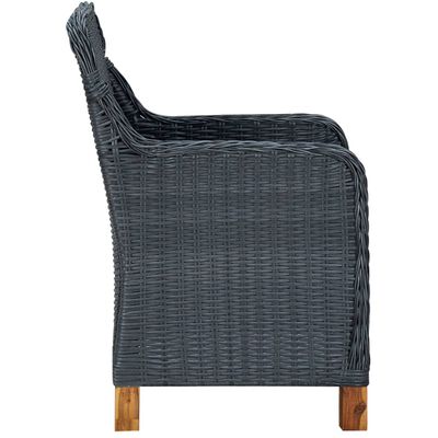 vidaXL Set comedor jardín 7 pzas cojines ratán sintético gris oscuro