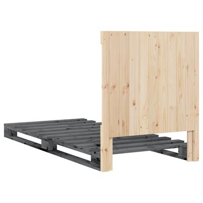 vidaXL Estructura de cama con cabecero madera de pino gris 90x200 cm