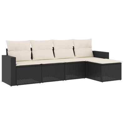 vidaXL Set de muebles de jardín 5 pzas y cojines ratán sintético negro