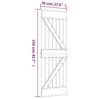 vidaXL Puerta corredera con herrajes madera maciza de pino 70x210 cm