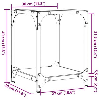 vidaXL Mesas de centro 2 uds vidrio transparente y acero 30x30x40 cm