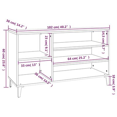 vidaXL Mueble zapatero madera contrachapada roble ahumado 102x36x60 cm