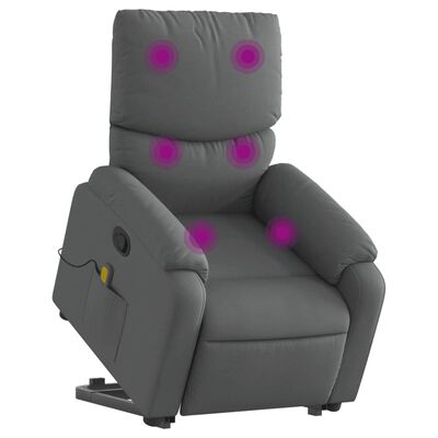 vidaXL Silla de masaje reclinable de pie de tela gris oscuro