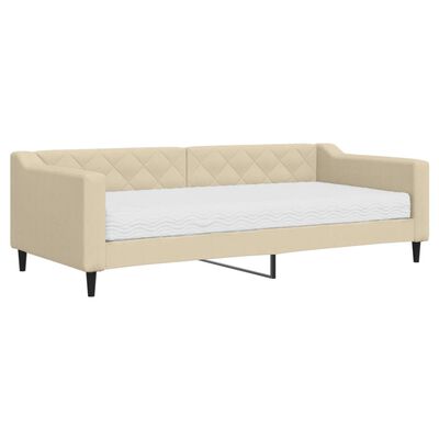 vidaXL Sofá cama con colchón tela crema 90x200 cm