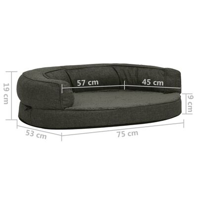 vidaXL Colchón para cama de perro ergonómico gris oscuro 75x53 cm