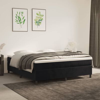 vidaXL Cama box spring con colchón terciopelo negro 180x200 cm