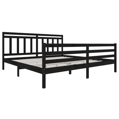 vidaXL Estructura de cama de madera maciza negra 200x200 cm