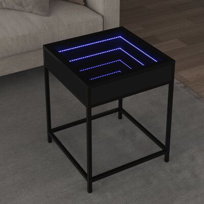 vidaXL Mesita de noche con Infinity LED negra 40x40x51 cm