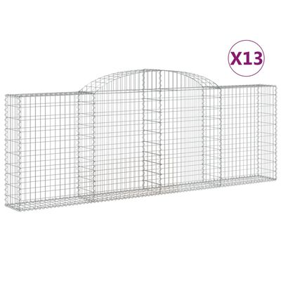 vidaXL Cestas de gaviones 13 uds forma arco hierro 300x30x100/120 cm