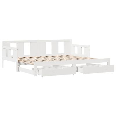 vidaXL Sofá cama nido con cajones madera maciza pino blanca 80x200 cm